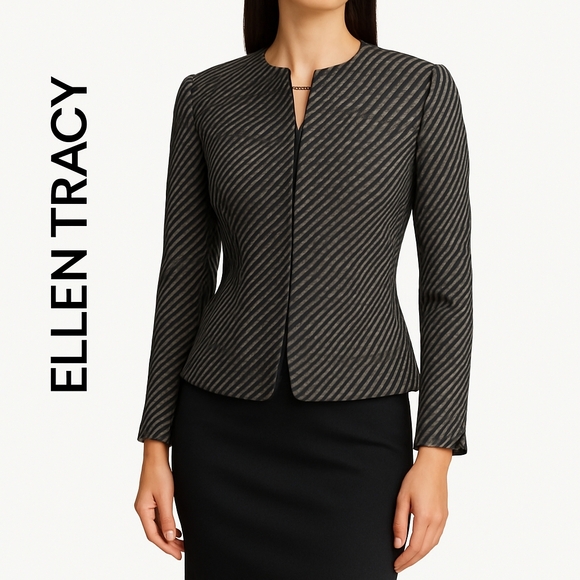Ellen Tracy Linda Allard Jackets & Blazers - Ellen Tracy Linda Allard |  Women’s Fitted Blazer | Black & Gray | Size 2P - XS
